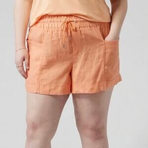 NWOT Athleta peach 100% linen Cabo 4” shorts